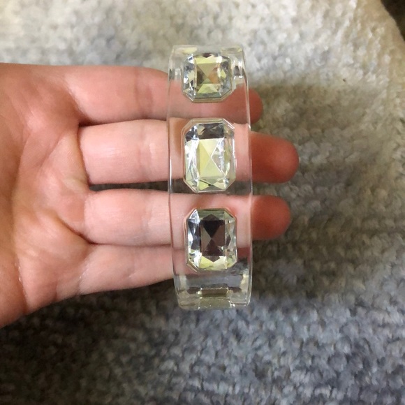 Clear bangle bracelet with faux stone accents - Picture 3 of 3